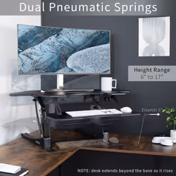 VIVO 109 cm Corner Height Adjustable Cubicle Stand Up Desk Converter, V Series, Quick Sit to Stand Tabletop Dual Monitor Riser Workstation, Black,