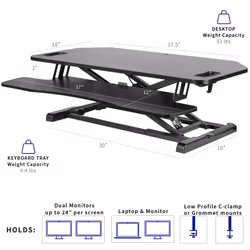 VIVO Extra Wide 38 inch Corner Desk Converter  K Series  Height Adjust