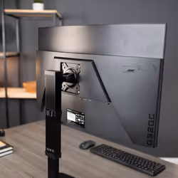 VIVO Pneumatic Free Standing Single Monitor Mount Desk Stand  Tall Height Adjustable Arm for Screens up to 32 inches  Black  STAND-V001V