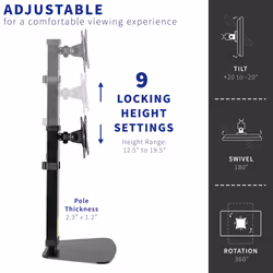 VIVO Pneumatic Free Standing Single Monitor Mount Desk Stand  Tall Height Adjustable Arm for Screens up to 32 inches  Black  STAND-V001V