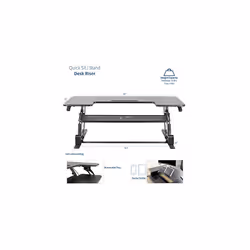 VIVO 107cm Height Adjustable Stand Up Desk Converter, V Series, Quick Sit to Stand Tabletop Dual Monitor Riser Workstation, Black, DESK-V000VL