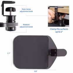 VIVO Desk Clamp Adjustable Computer Mouse Pad and Device Holder Extended Rotating Platform Tray  Fits up to 2 inch Desktops  Black  MOUNT-MS01A