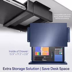 VIVO 18 inch Under Desk Mounted Sliding Pull-Out Drawer  Office Accessories Storage Organizer for Sit Stand Desk Workstation  Black  DESK-AC
