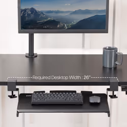 VIVO Small Keyboard Tray  Under Desk Pull Out with Extra Sturdy C Clamp Mount System  20 Inches (26 Inches Including The Clamps) x 11 Inches Slide-Out