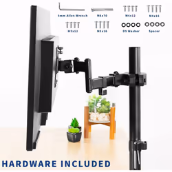 VIVO Steel Universal Full Motion Pole Mount Monitor Arm with Removable 75mm and 100mm VESA Plate, Fits 17 to 32 inch Screens, Black, MOUNT-POLE01A