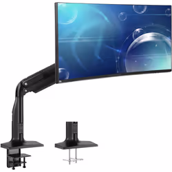 VIVO Aluminum Mount Fits up to 49 inch Ultrawide Monitor, Single Articulating Pneumatic Arm, Clamp-on Desk Stand, Fits 1 Scre ...