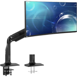 VIVO Aluminum Mount Fits up to 49 inch Ultrawide Monitor, Single Articulating Pneumatic Arm, Clamp-on Desk Stand, Fits 1 Screen with Max VESA 200x100