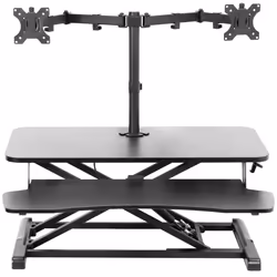 VIVO Height Adjustable 81 cm Standing Desk Converter with Dual 13 to 30 inch Monitor Stand, Sit Stand Monitor Mount and Desk  ...