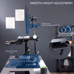 VIVO Height Adjustable 81 cm Standing Desk Converter with Dual 13 to 30 inch Monitor Stand, Sit Stand Monitor Mount and Desk Riser, Black,