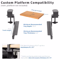 VIVO Clamp and 12 inch Rail Set for DIY Custom Wooden Keyboard Trays (Rail Set Only - Tray Not Included)  Pull Out Slider Track with C-clamp Mount Sys