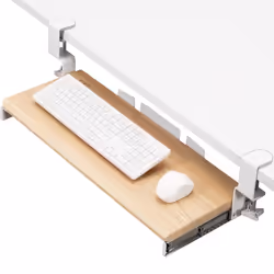 VIVO Large Clamp-on Computer Keyboard and Mouse Under Desk Slider Tray 27 x 11 inch Pull Out Platform Drawer Light Wood MO ...