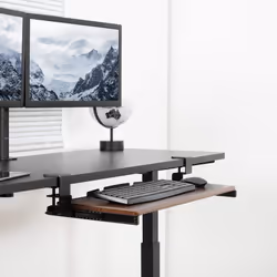 VIVO Clamp-on Computer Keyboard and Mouse Under Desk Mount Slider Tray  27 (33 Including Clamps) x 11 inch Pull Out Platform Drawer  Dark Wood Tray  B