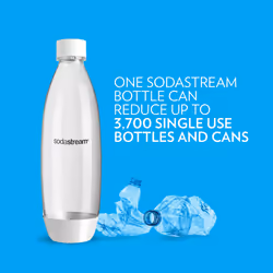 SodaStream 1L Twin Pack Dishwasher Safe Slim Bottle (White)