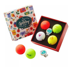 Volvik Vivid Happy Birthday To You Pack Golf Balls (4 Balls) & Hat Cli