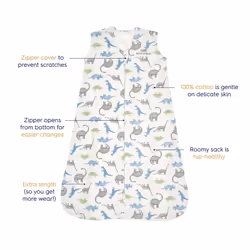 HALO SleepSack  100% Cotton Wearable Blanket  Swaddle Transition Sleeping Bag  TOG 0.5  Watercolor Dinos  Medium  6-12 Months