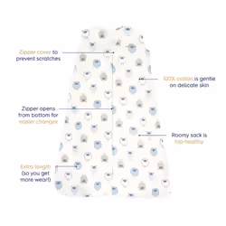 HALO SleepSack  100% Cotton Wearable Blanket  Swaddle Transition Sleeping Bag  TOG 0.5  Sleepy Sheep  Large  12-18 Months