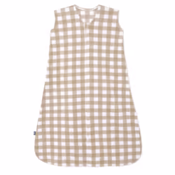HALO Sleepsack Micro-Fleece Wearable Blanket Swaddle Transition Sleeping Bag TOG 1.0 Gingham Tan Medium 9-12 Months