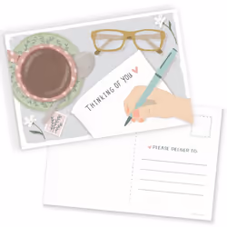 Thinking Of You Postcards - 50 Cute Handwritten Cards For Get Well Soon Keeping In Touch Friends Family Church Penpals