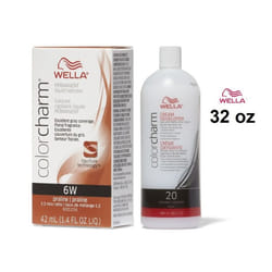 32oz) 6W Praline Wella Color Charm Permanent Haircolor - 6W + Developer (Vol. 20