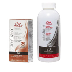 3.6oz) 6W Praline Wella Color Charm Permanent Haircolor - 6W + Developer (Vol. 20