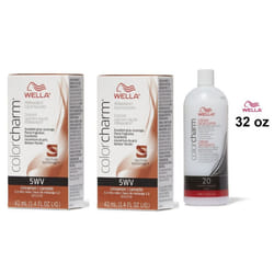 32oz) 5WV Cinnamon Wella Color Charm Permanent Haircolor - 5WV+ 5WV+Developer (Vol. 20