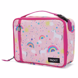 PackIt Freezable Classic Lunch Box  Unicorn Sky Pink  Built with EcoFreeze Technology  Collapsible  Reusable  Zip Closure Wit ...