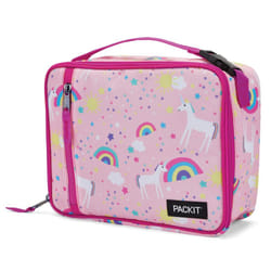 PackIt Freezable Classic Lunch Box  Unicorn Sky Pink  Built with EcoFreeze Technology  Collapsible  Reusable  Zip Closure With Zip Front Pocket and Bu