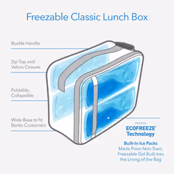 PackIt Freezable Classic Lunch Box  Unicorn Sky Pink  Built with EcoFreeze Technology  Collapsible  Reusable  Zip Closure With Zip Front Pocket and Bu