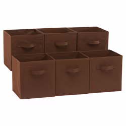 Amazon Basics collapsible Fabric Storage cubes Organizer with Handles 105x105x11 Brown - Pack of 6