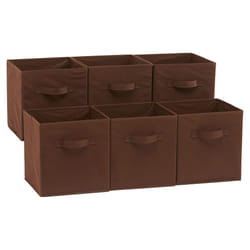 Amazon Basics collapsible Fabric Storage cubes Organizer with Handles  105x105x11  Brown - Pack of 6