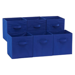 Amazon Basics collapsible Fabric Storage cubes Organizer with Handles  105x105x11  Navy Blue - Pack of 6
