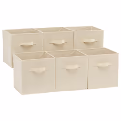 Amazon Basics collapsible Fabric Storage cubes Organizer with Handles 105x105x11 Beige - Pack of 6