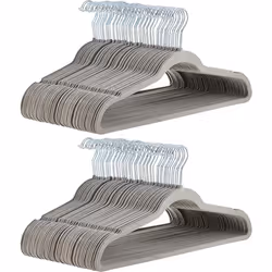 Amazon Basics Slim  Velvet  Non-Slip Suit Clothes Hangers  Gray/Silver - Pack of 100