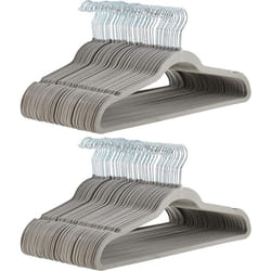 Amazon Basics Slim  Velvet  Non-Slip Suit Clothes Hangers  Gray/Silver - Pack of 100