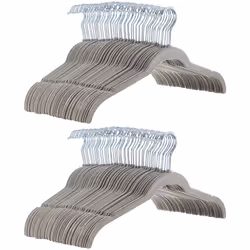Amazon Basics Space-Saving Slim Velvet Non-Slip Shirt Clothes Hangers Gray/Silver - Pack of 100