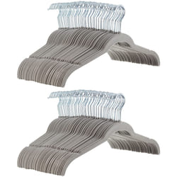 Amazon Basics Space-Saving Slim  Velvet  Non-Slip Shirt Clothes Hangers  Gray/Silver - Pack of 100