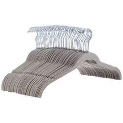Amazon Basics Slim, Velvet, Non-Slip Shirt Clothes Hangers, Gray/Silver - Pack of 50