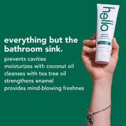 Hello Naturally Whitening Fluoride Toothpaste  Natural Peppermint Flavor and Tea Tree Oil  Peroxide Free  Gluten Free  SLS Free  3 Pack  4.7 OZ Tubes