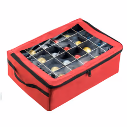 Ornament Storage Box-Red Holiday Organizer-48 Compartments 2 Trays & Dividers-For Christma
