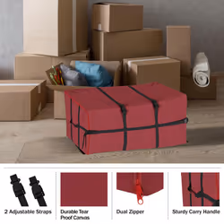 Christmas Tree Storage Bag for 7.5-Foot Artificial Trees - Canvas Storage Tote Protects Holiday Decorations and Inflatables by Elf Stor (Red