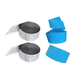 Turquoise and Metallic Silver Crepe Paper Streamers  4 Rolls Total  Ma