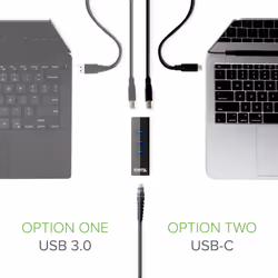 Plugable Technologies USB Hub with Ethernet, 3 port USB 3.0 Bus Powered Hub with Gigabit Ethernet Compatible with Windows, MacBook, Linux, Chrome OS, Includes USB C and USB 3.0 Cables - Additional view 5