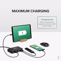 Plugable Technologies 7 Port USB Hub - USB Hub for Multiple Devices and USB 2.0 Data Transfer with a 60W Power Adapter - Additional view 4