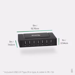 Plugable Technologies 7 Port USB Hub - USB Hub for Multiple Devices and USB 2.0 Data Transfer with a 60W Power Adapter - Additional view 5