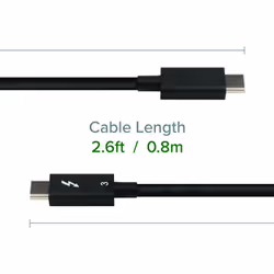 Plugable Technologies Thunderbolt 3 Cable 40Gbps Supports 100W (20V, 5A) Charging, 2.6ft / 80cm Thunderbolt-Certified USB C Compatible - Driverless - Additional view 4