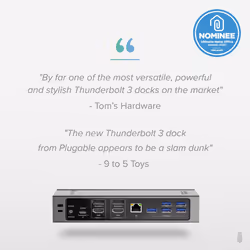 Plugable Technologies USB-C Dock 14-in-1 with Thunderbolt 3 Certification, Up To 96W Charging, Dual Monitor - Compatible with Mac and Windows, 2X DisplayPort and HDMI 2.0, 7X USB, Ethernet, Audio, Micro SD/SD
