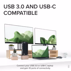 Plugable Technologies USB 3.0 and USB-C Dual 4K Display Docking Station with DisplayPort and HDMI for Windows and Mac (Dual 4K DisplayPort & HDMI, Gigabit Ethernet, Audio, 6 USB Ports) Vertical - Additional view 4