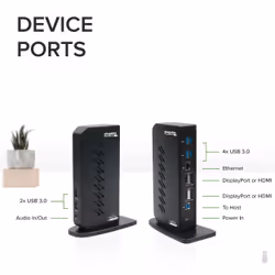 Plugable Technologies USB 3.0 and USB-C Dual 4K Display Docking Station with DisplayPort and HDMI for Windows and Mac (Dual 4K DisplayPort & HDMI, Gigabit Ethernet, Audio, 6 USB Ports) Vertical - Additional view 5