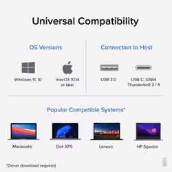 Plugable Technologies Dual Monitor Adapter for M1/M2/M3 Based macOS Systems, Windows, ChromeOS. Broad Compatibility - Thunderbolt, USB-C or USB 3.0 to HDMI Adapter for Dual Monitors at 1920x1080 @ 60Hz resolution