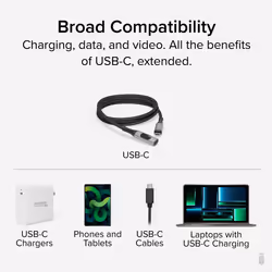 Plugable Technologies USB C Extension Cable 3.3 Ft, Digital Power Meter Tester for Monitoring USB-C Connections, Supports Fast Charging up to 240W, 4K 60Hz Display, 10Gbps Data, Digital Multimeter Tester - Additional view 5